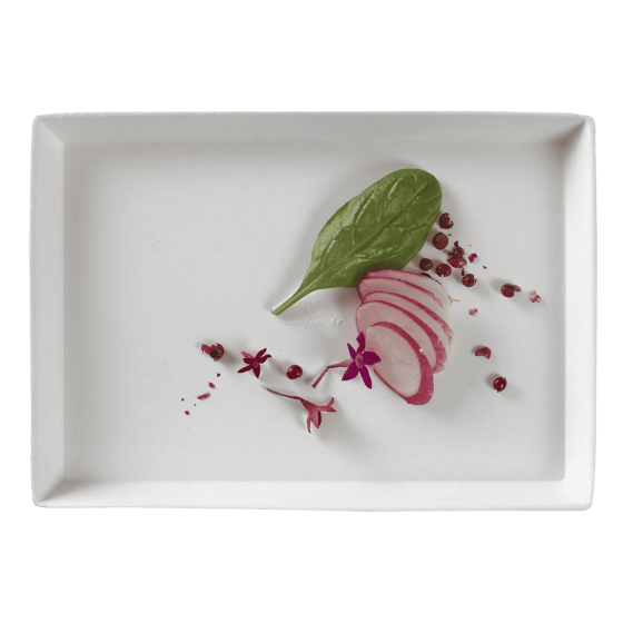 Assiette Quartz pulpe de canne blanche laminée 185x130 mm sans PFAS