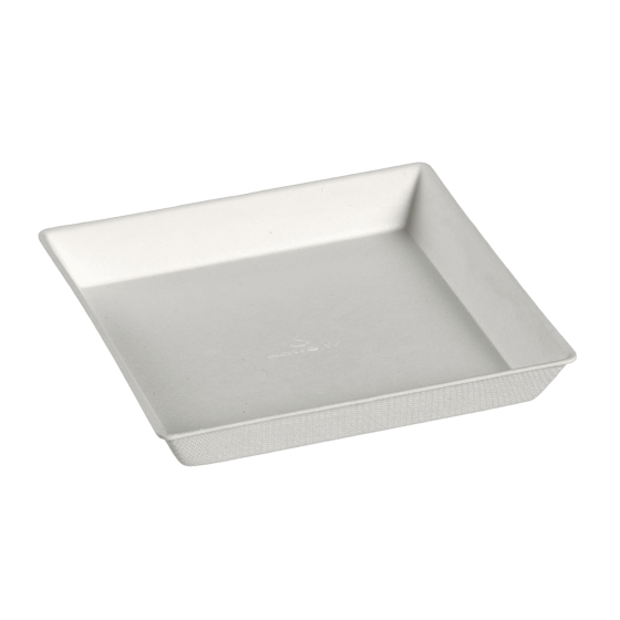 Piatto Quartz in polpa di canna laminato da 110 x 110 mm senza PFAS