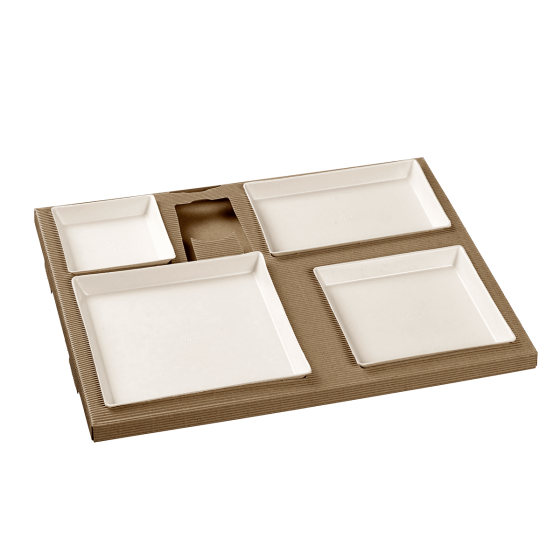 Kit plateau-repas Polaris vaisselle Quartz laminée + couv